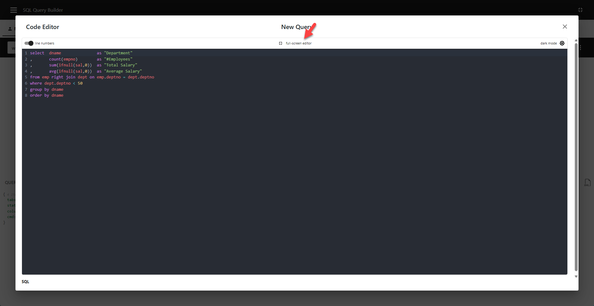 WP Data Access - Query Builder - Full Screen