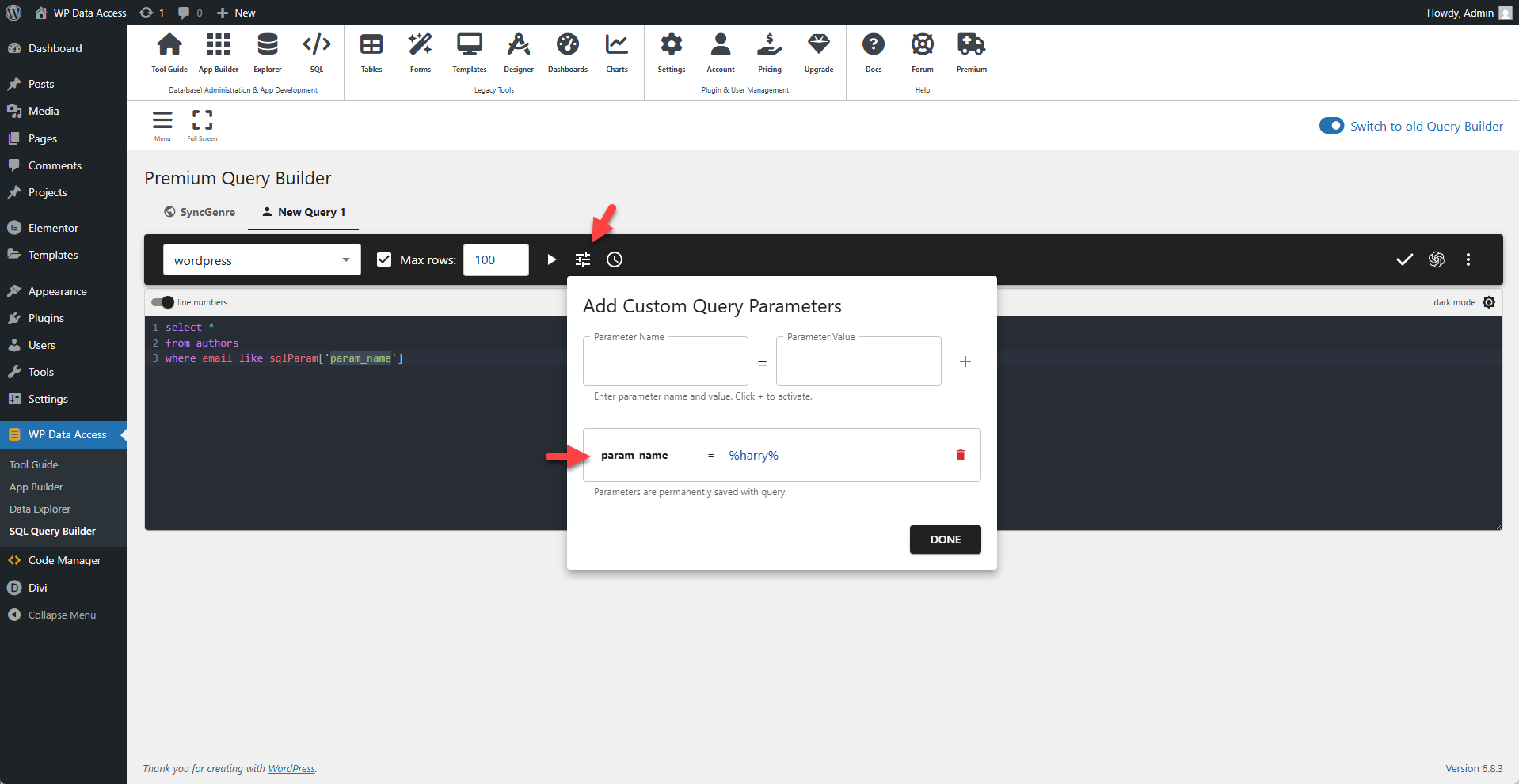 WP Data Access - Query Parameters
