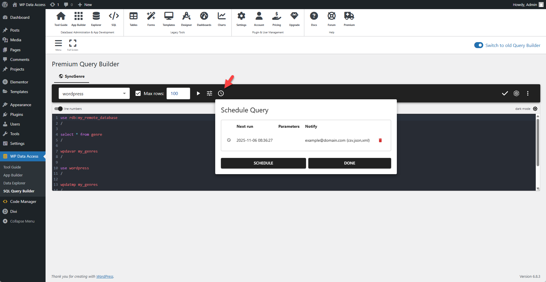 WP Data Access - Scheduled Query